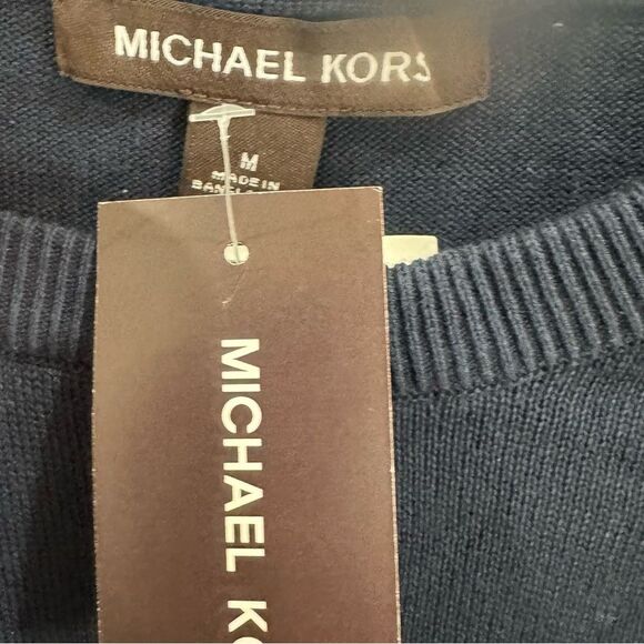 Michael Kors Midnight Blue & Gray Logo Charm Cotton Blend Sweatshirt Medium NWT - Picture 6 of 8